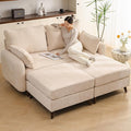 73'' Loveseat Sofa with Seats Storage, Modular Sectional Couch with Movable Ottoman,Oversized Comfy Couch, 7.8'' Thick Cushion,24.5'' Deep Seat,Large Couches for Living Room,Bedroom,Velet,Cream