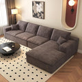 136.6'' L-Shaped Modern Modular Sectional Cloud Couch, 4-Seat Chenille Deep-Seat Sofa with Pillow for Living Room, Bedroom, Apartment, Camel