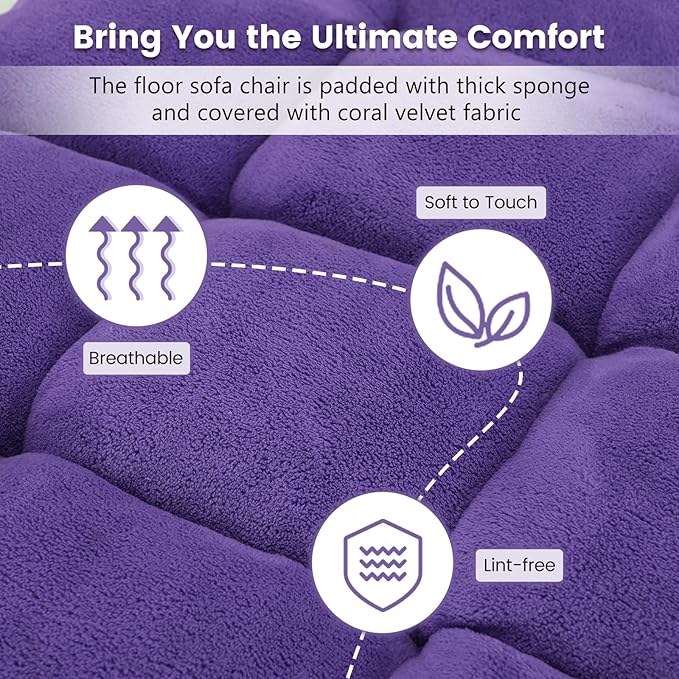 GORELAX Memory Foam Floor Chair, 14-Poistion Adjustable Reading Gaming Chair Recliner, Folding Cushioned Meditation Chair with Back Support, Padded Lazy Sofa for Adults, Kids