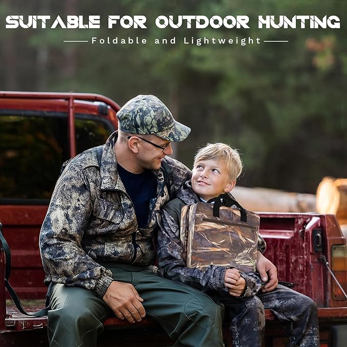 Juexica 2 Pcs Hunting Seat Cushion Camo Foam Folding Cushion Stadium Seats with Back and Handle for Deer, Duck, Turkey Hunting, Fishing, Camping, and Outdoor Activities Sport Events Bleacher