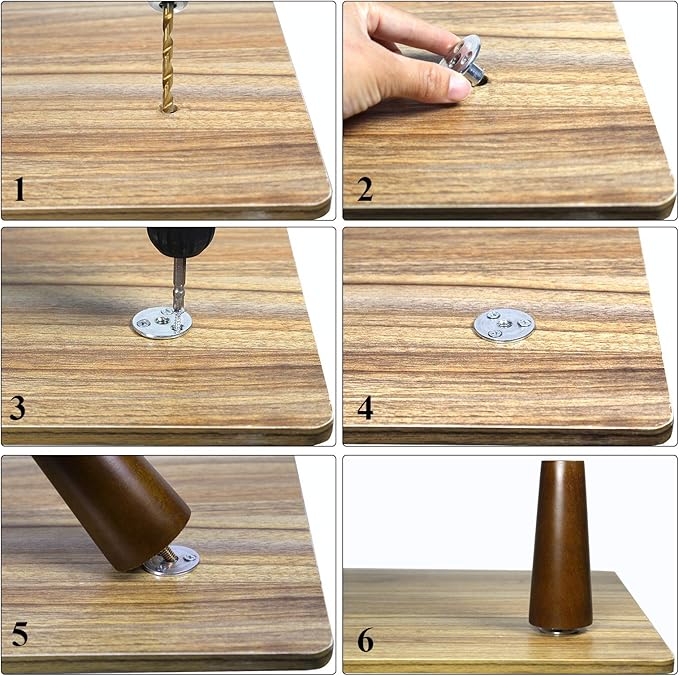 AORYVIC 5/16'' Round Base Screw-in T-Nuts Furniture Sofa Hardware with Screw and Rubber Pad Set of 4