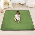 PAPAMAT 1.3" Thick Baby Floor Play Mat 50x50, Basic Padded Foam Mat for Tummy Time Crawling, Non Slip Cushioned for Babies Toddlers Infants Kids (Olive)
