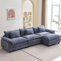 Oprisen 120" Modular Sectional Sofa, Comfy Cloud Couch Sectional Sofa with Ottoman, Chenille Sofa Sleeper Deep Seat Sofa with Throw Pillows for Living Room (Blue, 120"- L Shape)