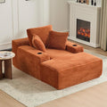 66" Oversized Chaise Lounge Sofa Chair Indoor, Modern Corduroy Single Sleeper Couch Chair with 3 Soft Pillows＆Cup Holder, Boneless Cloud Couch Single Seat Sofa Bed for Living Room Office (Brown)