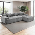 119’’ Modular Sectional Sofa, Cloud Sectional Couch with Deep Seat, Modern Modular Compression Sofa Couch with Chaise, Upholstered Couches, Throw Pillows for Living Room Bedroom, Grey