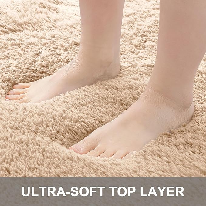 OLANLY 5x7 Machine Washable Large Area Rugs for Living Room, Bedroom, Soft Fluffy Shaggy Bedside Rug, Indoor Floor Carpet for Kids Girls and Boys, Dorms, Nursery, Home Decor Aesthetic, Beige
