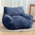 Giant Bean Bag Chair for Adults, Corduroy Upholstered Beanbag Chair with Side Pocket, Comfy Bean Bag Sofa with Portable Handle, Floor Sofa Chair for Bedroom (Blue)