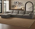 Cloud Modular Sectional Sofa Couch with Storage Ottoman, 128" Oversized Sectional Couches for Living Room, Cloud Modular L-Shaped Sofa with Chaise, 5 Seater, Chenille, Light Gray