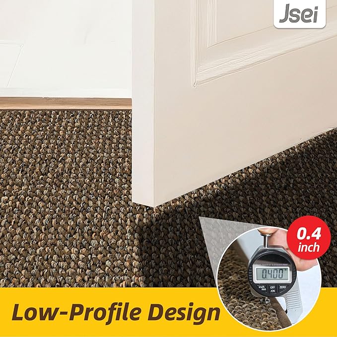 JSEI Dirt Trapper Door Mat 24"x36" Non-Slip Washable Entrance Mat, Dog Doormats, Absorbent & Fade-Resistant Floor Mats, Low Profile Welcome Mats for Entryway, Front Door, and Inside Entrance, Brwon