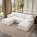 Forest aesthetics Modular Sectional Sofa,Extra Comfty Deep-Seat-Filled Couch,White 5 Seat U Shape Sofas with Movable Ottoman,Modern Couches for Living Room, Apartment,Office,Small Space