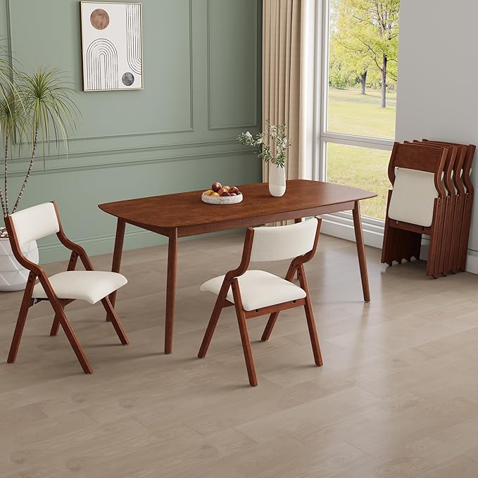 Ball & Cast Padded Folding Chairs 2 Pack,Solid Wood Frame Foldable Dining Chair,18" Seat Height,Space Saving,Easy to Carry Suitable for Kitchen, Bedroom, Light Grey