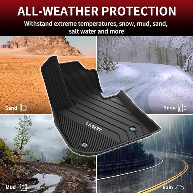 LASFIT Floor Mats & Cargo Mat for 2023 2024 2025 BMW X1 xDrive28i M35i xDrive, Custom Fit TPE All Weather Waterproof Floor Liners Full Set Car Liners, Black