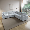 WJShome Modular Sectional Sofa/ 118inch Cloud Couches for Living Room/Soft Faux Rabbit Fur V Shaped Couch with Chaise,5 Seater Wide Convertible Sofa,Covers Washable&Replaceable,Grey