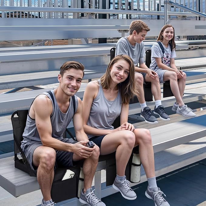 Stadium Seat for Bleachers with Back Support and Wide Padded Cushion Stadium Chair - Includes Shoulder Strap and Cup Holder