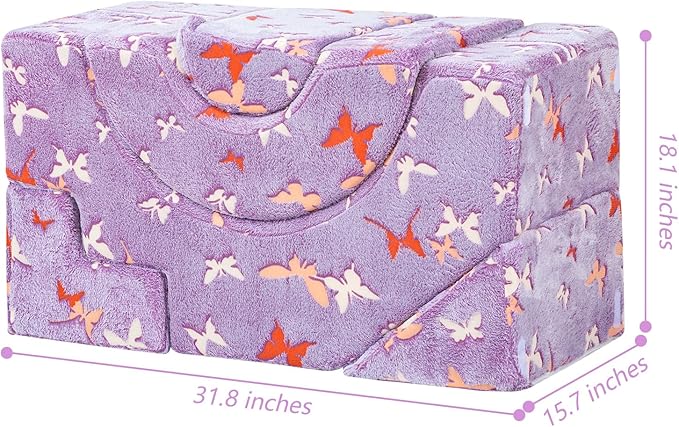 MeMoreCool Foam Climbing Toddler Couch, Modular Kids Sofa with Slide & Stair, Convertible Baby Couch for Playroom, Sectional Furniture for Crawling, Climbing, and Kids’ Play