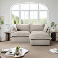 Lopzeho 82” Modular Sectional Sofa, Comfy Down Fill Cloud Couch with Movable Ottoman, L Shaped Modular Small Couch with Washable Cover, Sectional Couches for Living Room Small Apartments, Light Gray