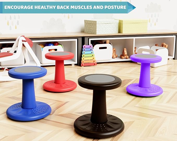 Studico ActiveChairs Kids Wobble Stool, Flexible Preschool & Elementary Classroom Seating, Improves Focus & Posture. ADHD/ADD Wiggle Chair, [Kids Active Fidget Chairs], 14" Stool, Ages 3-7, Purple