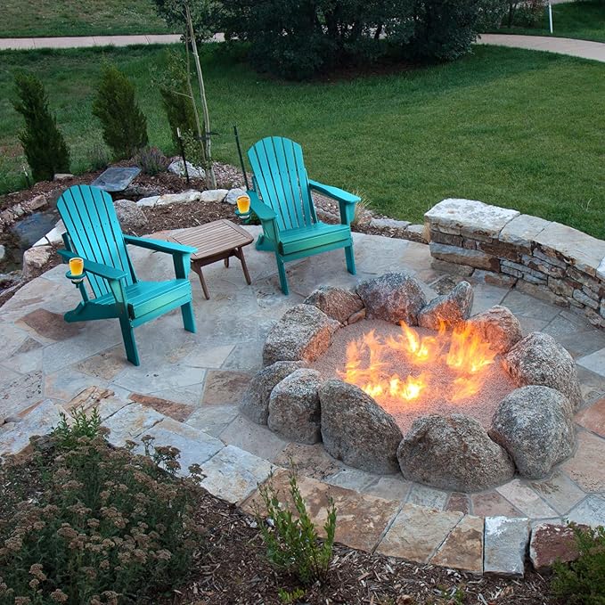 FUNBERRY Folding Adirondack Chair Set of 6, All Weather HDPE Fire Pit Chairs with Cup Holder for Outdoor