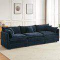 saows Modular Sectional Sofa, 112.2 Inch Rectangle Shaped Couch Set with Armrests, 3-Seater Comfy Cloud Couches for Living Room Apartment, Blue