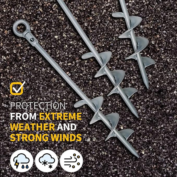 Tyalez 30 inch Ground Anchor Heavy Duty Earth Anchors Set Screw in for Mobile Home, Swing, Tent Trampoline Anchors Wind Resistant Tree Stakes and Supports with Drill Socket, 4 Pack