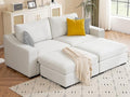ELUCHANG Oversized Sofa Bed, Upholstered Chaise Lounge Comfy Sleeper Sofa with Soild Wood Frame, Deep Seat Sofa Couch for Living Room Bedroom Apartment, Linen, White