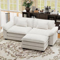 CDCASA 86" Modular Sectional Sofa, Comfy L-Shaped Cloud Couch with Movable Ottoman, 3-Seater Velvet Deep Seat Modern Sofa Couch for Living Room, Apartment, DIY Combination, Beige