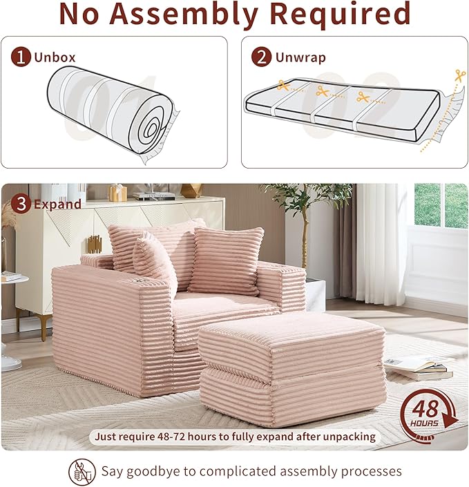 Boneless Chaise Lounge Chair Indoor, All-Foam Convertible Lounge Chair with No Frame, Wide Reclining Floor Lounger for Reading, Napping & Relaxation, No Assembly Needed (Pink)