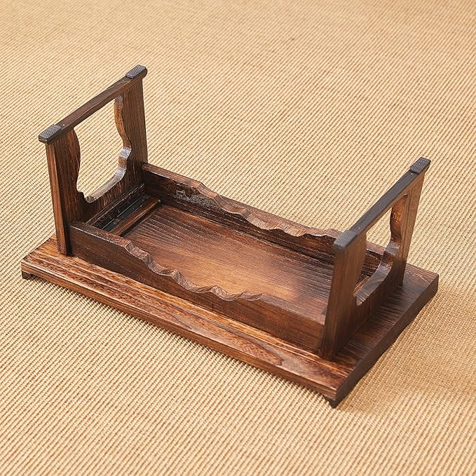 Japanese Floor Table, Small Coffee & Tea Table, Altar for Meditation, Low Table for Sitting on Floor, Wood Bed Tray With Foldable Legs, Laptop Desk