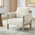 CHITA Accent Chair, Mid Century Modern Fabric Upholstery Armchair for Living Room, Grey Solid Wood Frame, Fabric in Linen