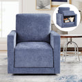INZOY Swivel Accent Chair with Hidden Storage, Comfy 360° Swivel Chair, Upholstered Chenille Square Chair for Living Room Bedroom Small Spaces, Fully Assembled, Blue