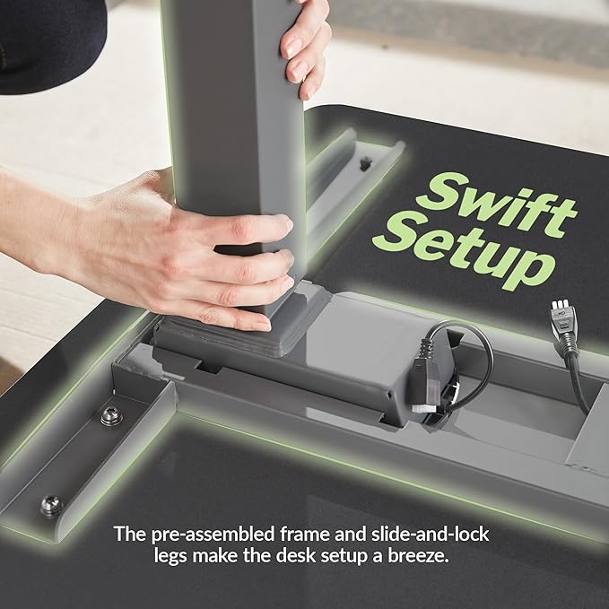 Vari ComfortEdge 60x30 Inch Adjustable Electric Standing Desk – Sit Stand VariDesk with Memory Presets, Sloped Edge, 200 LB Capacity + Tool-Free Assembly (Black)