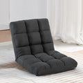 HOMYEDAMIC Floor Chair, 24 inches Wide Oversized Velvet Armless Lay Flat Floor seat Padded Meditation Chair with 6 Adjustable Position Ergonomic Comfortable Convenient(LRSF-002-GREY)