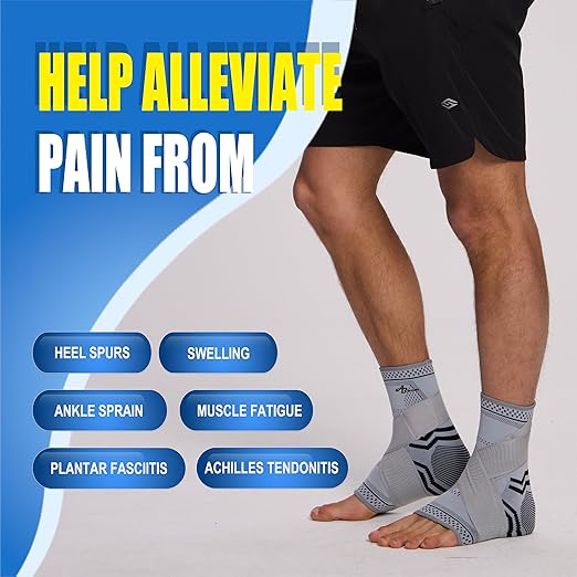 ABIRAM Ankle Brace for Women & Men, Ankle Compression Sleeve, Foot Sleeve with Wrap, Ankle Support, Foot Brace for Sprained Foot & Arch, Plantar Fasciitis Relief Socks, Achilles Tendonitis