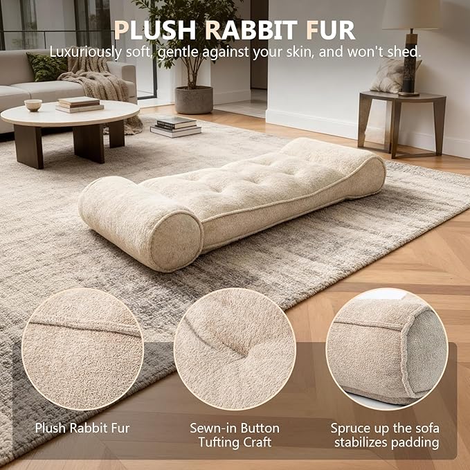 Dineli 83'' Lazy Floor Lounger Meditation & Yoga Chair Couch Recliner Sofa Bed Floor Seat for Adults Indoor Reclining Chairs Bed Comfy Chair Couch for Bedroom Living Room, Camel