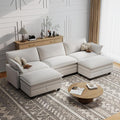 Modular Sectional U Shaped Sofa Couches with Storage Ottoman, Cloud Couch for Living Room, Comfy Sofa with Pillow, White
