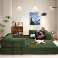 79" Convertible Sofa Bed, Boneless Corduroy Sleeper Foldable Modular Couch, Memory Foam Compressed Sofa in A Box, Folding Mattress Floor Couch for Small Space Living Room Apartment Bedroom, Green
