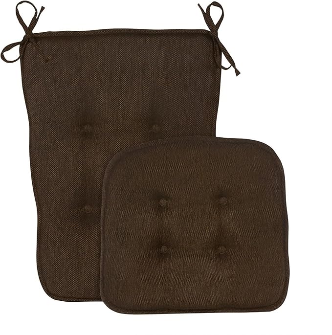 Klear Vu Embrace Rocking Chair Cushions for Living Room, Nursery, or Home Office, Tufted and Non-Slip Pads, 2 Piece Set, Seat 16"x15" and Seat Back 24"x17", Chocolate