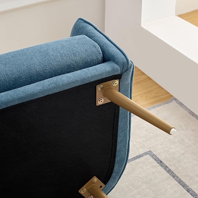Bedroom Bench with Back, Inside Metal Frame, Extra Seat for Living Room,Entryway Bench (Blue) …