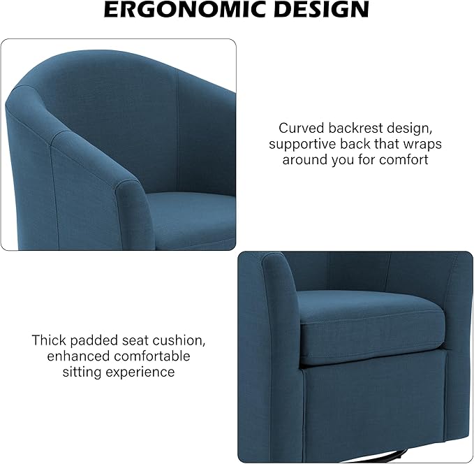 DREAMSIDEA Swivel Accent Chair Armchair, Modern Round Single Sofa Seating Comfy Reading Barrel Chairs for Living Room Bedroom (Blue, Set of 2)