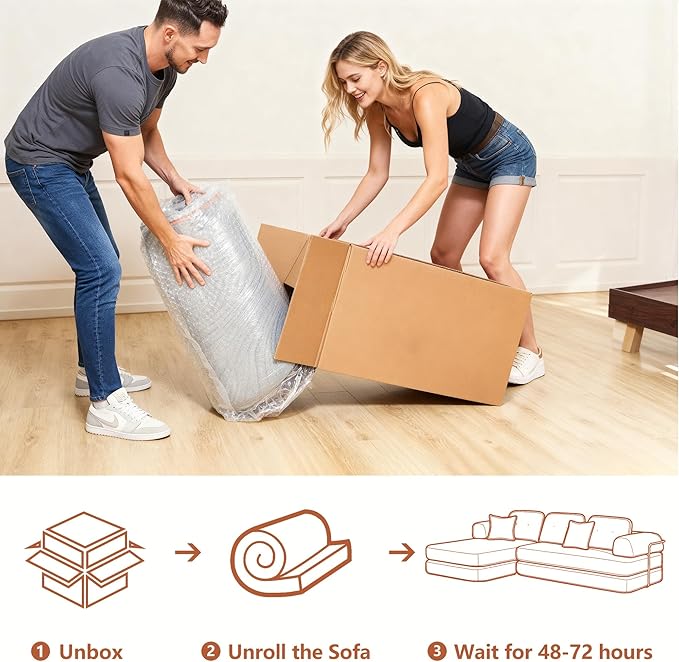 KEIKI 104" Modern Sectional Modular Sofa Bed with Chaise,Enhanced Frame Stability,Compressed Memory Foam Couch for Living Room