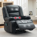 Rocker Recliner Chairs for Adults w/Vibration Massage and Heating,360° Swivel Rocker Glider Recliner,Extra Wide Manual Lazy Chair,PU Leather Overstuffed Soft Sofa Chair for Living Room,Bedroom,Black