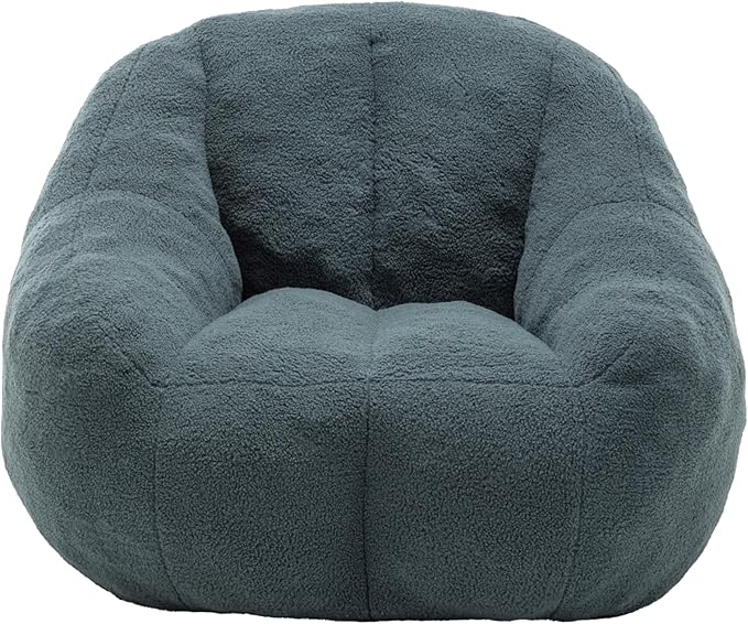 Setawix Bean Bag Chair with Filler, Comfy Teddy Bean Bag Chairs for Adults and Kids, Cozy BeanBag Sofa Fully Floor Couch with Memory Foam for Living Room Bedroom,Green