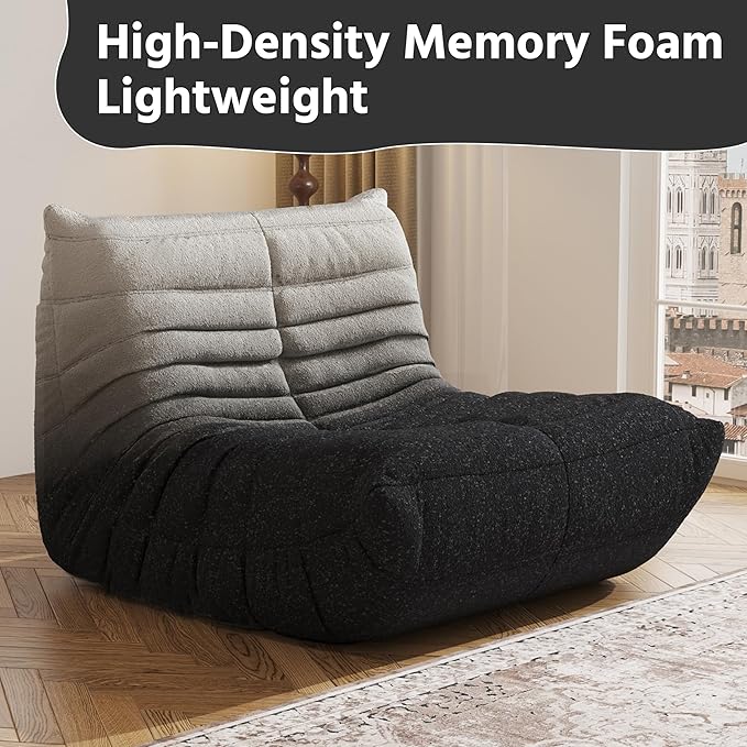 Bean Bag Chair, Fireside Chair, Large Bean Bag Chair for Adults, Bean Bag Chairs for Teens with High-Resilience Foam, Non-Slip Base Floor Lounge Sofa,Living Room (Gradient White-Black, Single)