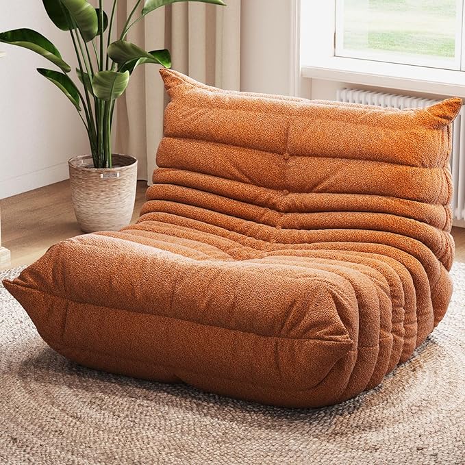 Selyteramy Oversized Bean Bag Chairs for Adults, Giant Beanbag Chair with Memory Foam, Comfy Lounge Chair Lazy Sofa for Apartment, Living Room, Bedroom, Office(Teddy Fabric)