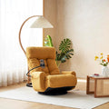 Lounge Sofa Chair with Side Pocket Armrests & Phone Holder. Gaming Chair for TV, Reading,Video,Games.Indoor Floor Chaise in Livingroom, Bedroom.Adjustable Foldable Backres&360° Swivel (Yellow)