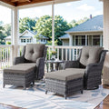 Belord 5 Pieces Patio Furniture Sets Wicker Outdoor Furniture, Rattan Patio Swivel Glider Chairs with 2 Ottoman and Glass Side Table