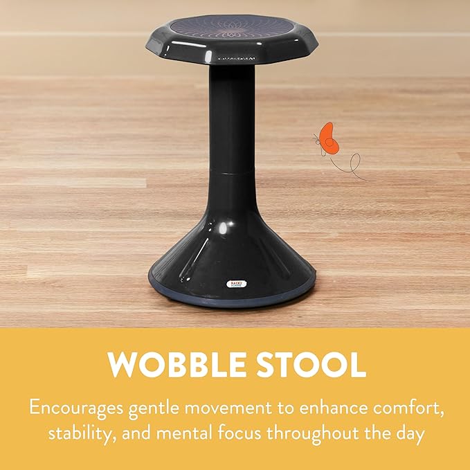 Wobble Stool, 20", Flexible Seating, Black