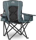 Matrasco Oversized Padded Camping Chair, Heavy-Duty Steel Frame for 450 lbs Supports, Convenient 6-Can Cooler, Portable Carry Bag, Perfect for Outdoor, Beach, and Hiking (Gray & Black)