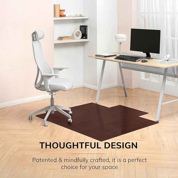 Anji Mountain Office Chairmat Thickest & Sturdy Bamboo Chairmats Highly Premium Quality Anti-Slip Heavy Duty for Multi-Purpose Hardwood Floor Office & Home Floor Protector Office Chair mat-5mm Thick