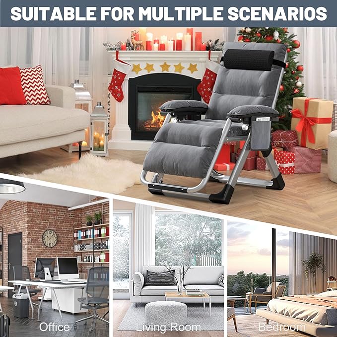 LILYPELLE Comfy Folding Chair, Folding Lounge Chair for Bedroom and Living Room, Reclining Patio Chairs with Removable Cushion for Indoor Outdoor